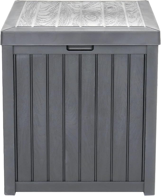 51 Gallon Outdoor Garden Storage Deck Box Outside Storage Waterproof Box Patio Chest for Tools, Cushions, Toys, and More Durable PP Plastic Assembly Hardware Included 51 Gal Capacity Grey