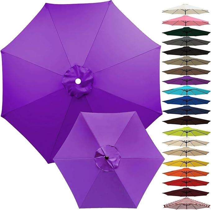 Outdoor Umbrella Replacement Canopy, Patio Umbrella Replacement Top Cover, Outdoor Umbrella Replacement Cloth, 6.5-13.1ft Waterproof UV-Resistant Fabric, for Garden Pool, Canopy Only