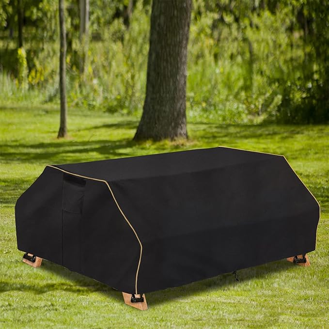 Bitubi 96 Inch Waterproof Picnic Table Cover With Bench Covers,Classic Black Wind Dust Proof Anti-UV, 96”Outdoor Cover For Picnic Table