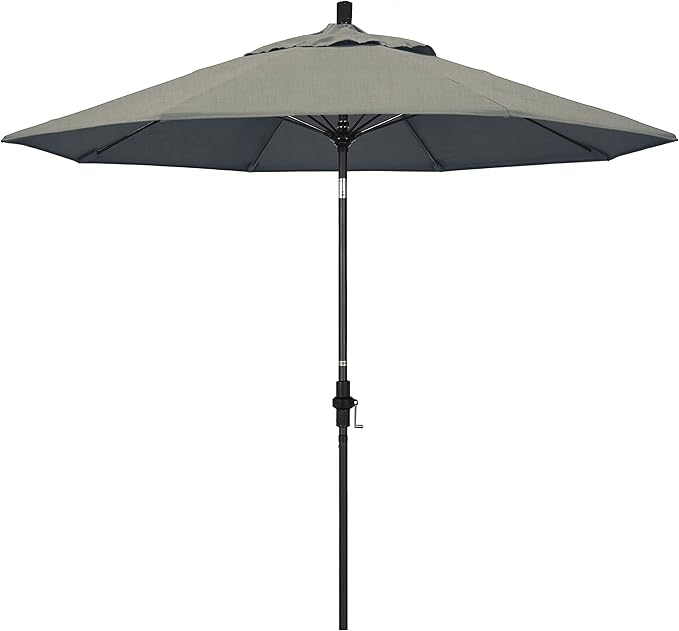 California Umbrella 9' Round Crank Lift, Collar Tilt, Aluminum Pole, Fiberglass Rib Patio Umbrella,