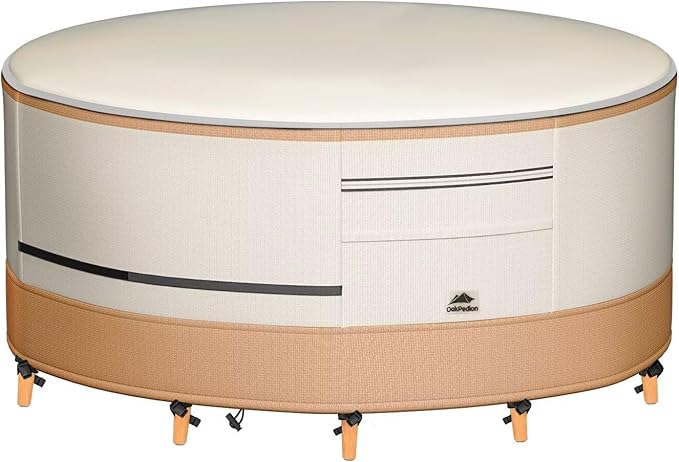 Round Patio Furniture Covers 800D Ripstop 100% Waterproof Patio Table Chair Set Covers Durable UV Resistant Fabric for Outdoor Furniture Set, 72"DIA x 28"H