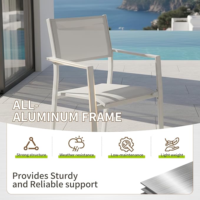 Outdoor Patio Furniture Set 11 Piece, Outdoor Dining Set with Extendable Patio Dining Table, 2 Aluminum Patio Swivel Chairs & 8 Patio Dining Chairs with Armrest for Garden Lawn Deck