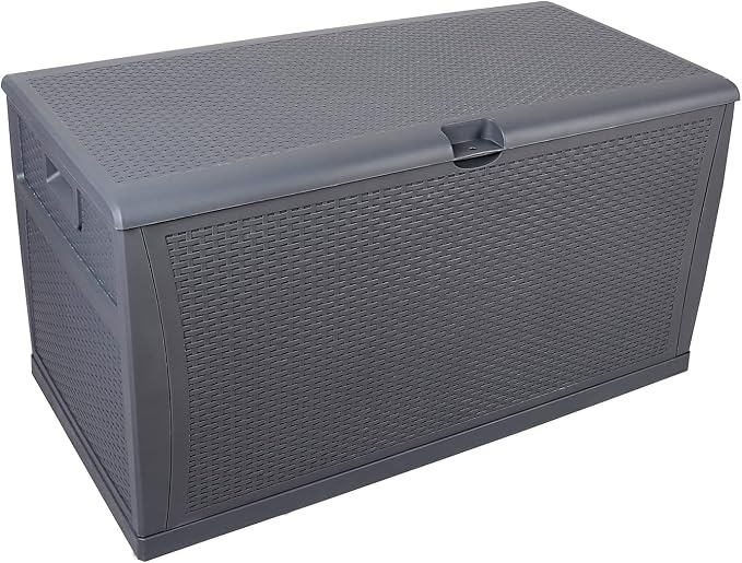 Gray 120 Gal Outdoor Storage Deck Box, Patio Container for Garden Tools, Seat Chest for Backyard Deck Balcony, Patio Storage Chest Deck Box for Cushions, Garden Tool Organizer 47" L x 24" W x 24.8" H