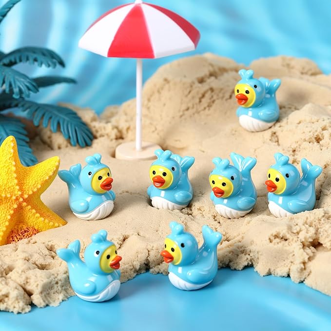 30 Pcs Whale Ducks, Mini Whale Resin Ducks Bulk, Fun Printed Toy Figures for Birthday Party Favors, Themed Decor, Kids Gift Collection (Blue Whale)