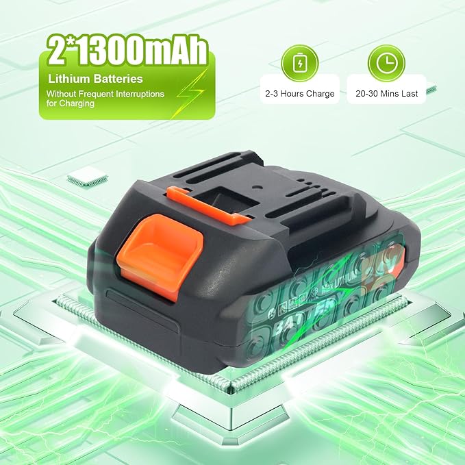Cordless Grass Trimmer, 650W Electric Weed Wacker with 2 Batteries & Charger, 20-30 Min Runtime, Adjustable U-Shaped Handle, 90° Flip Head, Lightweight for Yard Lawn Garden Trimming, 34.64-49.21 Inch