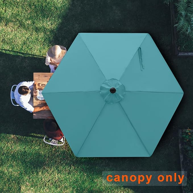 MASTERCANOPY Patio Umbrella 7.5 ft Replacement Canopy for 6 Ribs-Turquoise Canopy Only