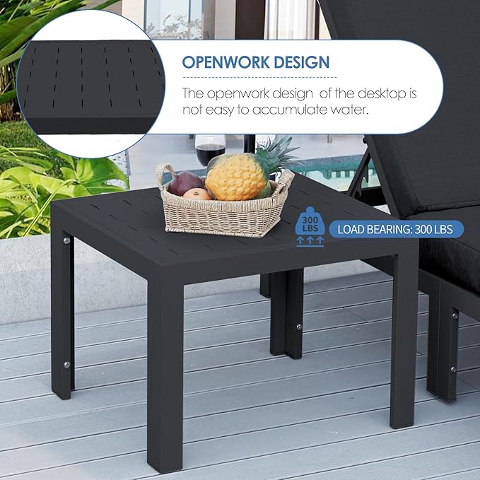 NICESOUL 5 Person Luxury Aluminum Outdoor Sectional Sofa with Side Table, Large L Shaped Patio Furniture Set, 29" Deep Wide Seating, 500 lbs Heavy Duty Conversation Set for Backyard Garden, Dark Gray