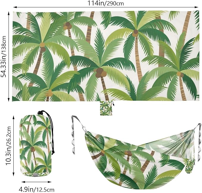 Summer Cartoon Coconut Tree 330lb Capacity Hammocks for Camping with Tree Straps Fabric Hammock for Outside Patio Garden hamaca inflable para Piscina