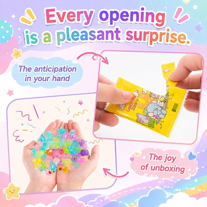 EKisemio 160Pcs Mini Resin Animals Blind Bags, Glow Mystery Figures Bags | Luminous Animals Figures Variety Pack , Glow in The Dark Designs, for Kids’ Collecting, Hide Games, Classroom Rewards