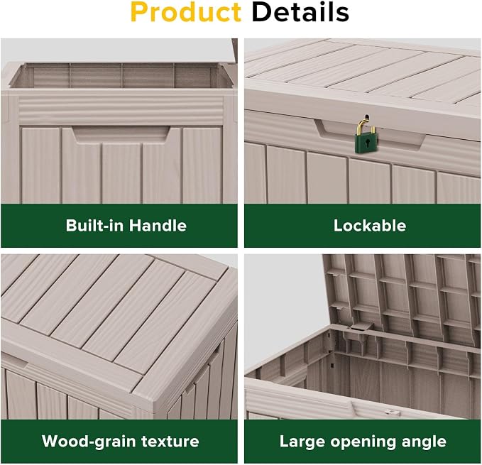 Outdoor Storage Box Waterproof, 150 Gallon Large Deck Box Lockable, Patio Storage Bin Resin for Pool Accessories Cushion Furniture, Garden Tools, UV-Resistant Outside Delivery Grey