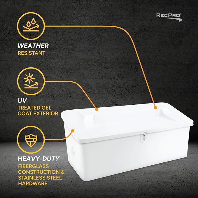 RecPro 72" Marine Dock Box | Fiberglass Storage Bench