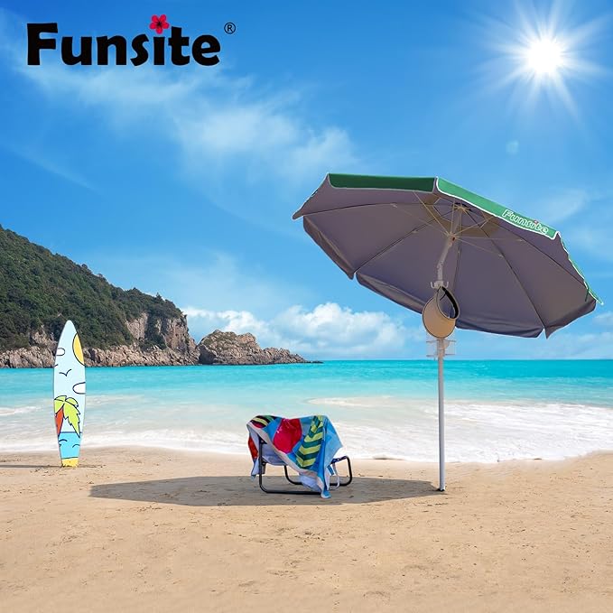 6.5ft Portable Beach Umbrellas for Sand Beach UV 50+ Umbrella with Tilt & Steel Pole, Protection with Heavy Duty Anchor, Patio Umbrella with Carry Bag