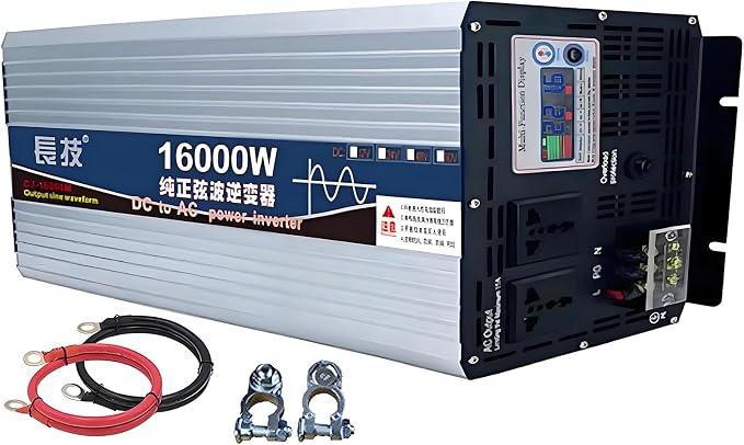Upgraded high Power 6000W 8000W 10000W 12000W 16000W Pure Sine Wave Power Inverter 12V 24V 48V DC to 110V 220V AC Converter with LED Display for Car/RV Home Solar System(16000W,48vto110V)