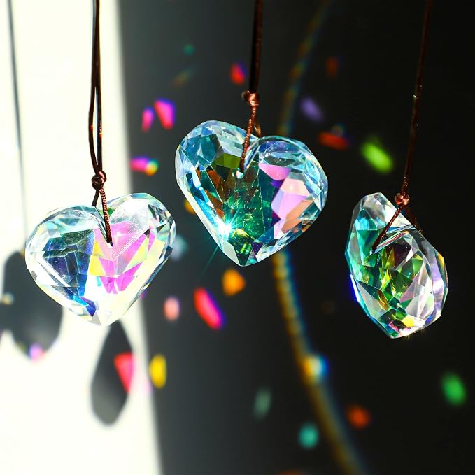 6pcs 50mm Crystal Heart Prism Suncatcher Window Sun Catchers Crystals | Hanging Decorations Rainbow Maker Pendant Glass Ornaments For Christmas Tree Valentine’s Day Birthday Gift For Women Mom