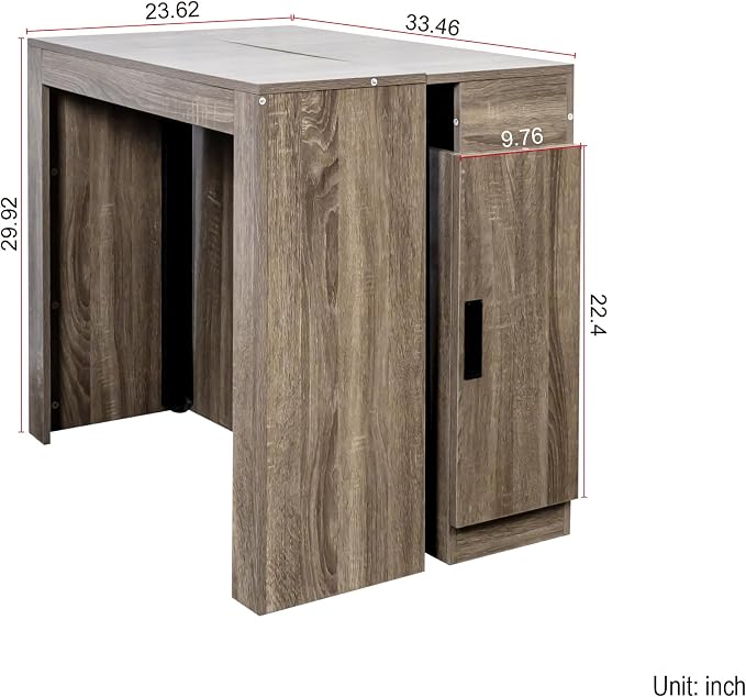 23.62”-118.11” Extendable Dining Room Table, 1-10 People Wood Long Foldable Tables with Storage Cabinet & Outlet, Space Saving Expanding Table with for Kitchen, Living Room, Party, Brown