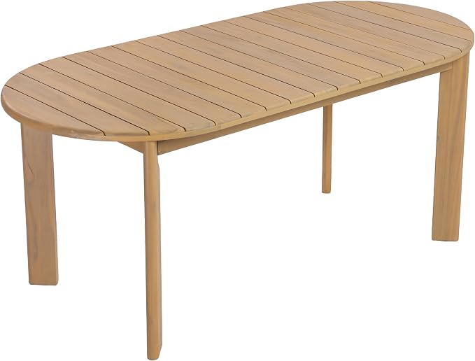 Christopher Knight Home Lisa 7 Piece Dining Table Set For 6, Outdoor Dining Set With Oval Patio Table And Armless Chairs, Acacia Wood Dining Chairs Set With Rope-Woven Backrests, Light Teak+Teak+Beige