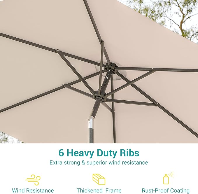 7.5ft Outdoor Umbrella Patio Umbrella,2-Year-Non-Fading,Table Market Patio Umbrella with Push Button Tilt and Crank,for Pool, Deck, Garden,Backyard
