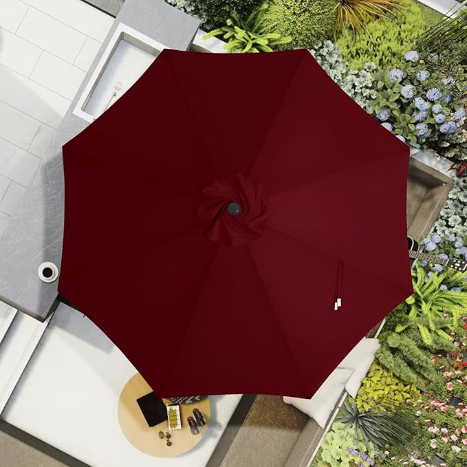 MASTERCANOPY Patio Umbrella 11 ft Replacement Canopy for 8 Ribs-Burgundy Canopy Only