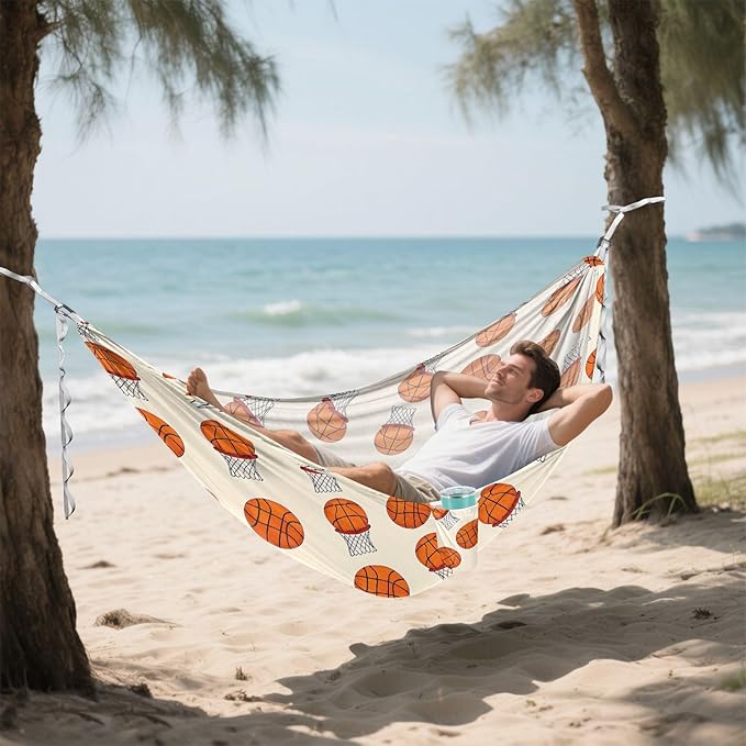 Camping Hammock Outdoor Hammocks for Outside Basketball 1 Beach Trees Portable Lightweight with Pockets Tree Straps Indoor