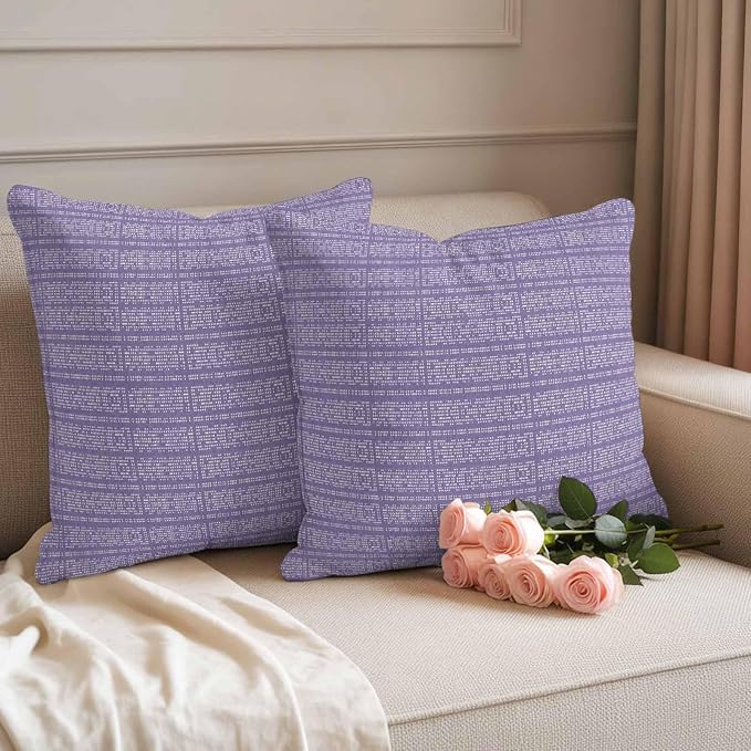 Outdoor Waterproof Throw Pillow Covers Set of 2 Lavender Purple Stripes Grain Pillowcases 16x16 Inches Solid Color Decorative Pillows Cushion Case Patio Pillows for Couch Bed Chair Garden