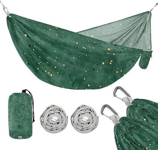 Green Stroke Gold 330lb Capacity Outdoor Hammocks with Hanging Rope Portable Hammock for Outside Beach Patio Garden Silla colgante para Patio Exterior
