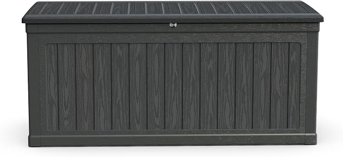 PVWIIK 260 Gallon Large Outdoor Storage XXL Deck Box for Patio Furniture,Large Waterproof Deck Box,Garden Tools and Sports/Pools Equipment, Waterproof Resin, Lockable,(Black,260 Gallon)