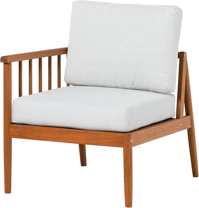 Walker Edison Dekian Modern 3-Piece Spindle-Side Solid Acacia Patio Sectional, Brown