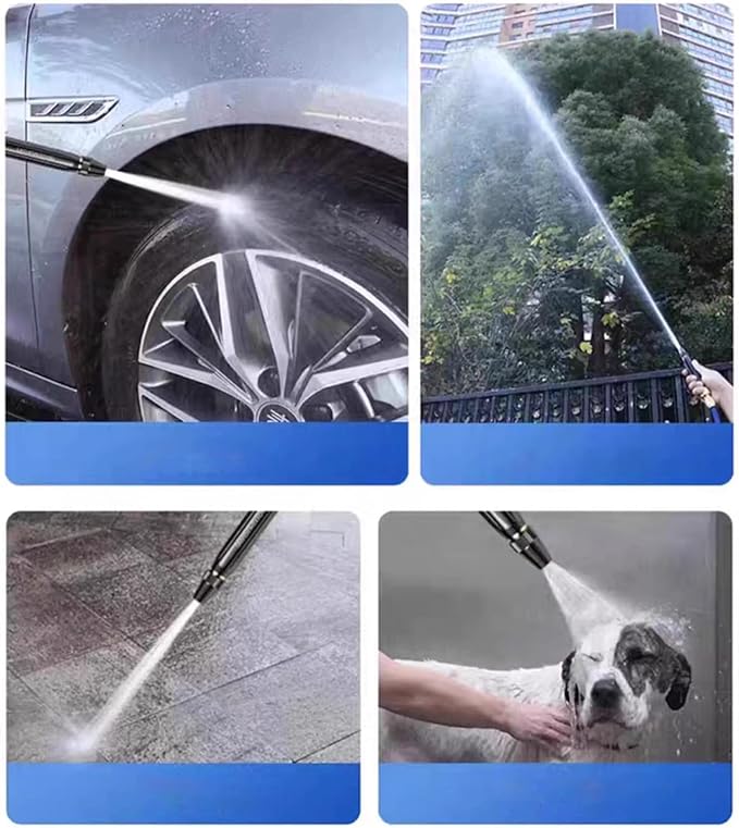 High Pressure Power Car Water Washer Nozzle with Metal Connector, Garden Hose Sprayer for Car Washing and Outdoor Cleaning, Sturdy Watering and Pressure Cleaning Accessory (1 Count)