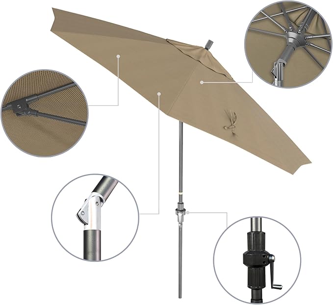 California Umbrella Crank Lift, Collar Tilt, Aluminum Pole