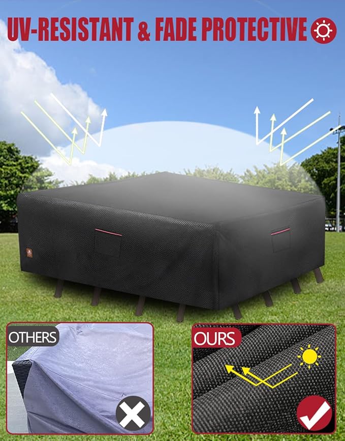 ClawsCover 5-6 Pieces Patio Furniture Sets Covers Waterproof,4 Seater Wicker Rattan Outdoor Sectional Couch Sofa Cover,Fadeless Tearproof Patio Table Set Cover,Rectangle,85Lx59Wx25H Inch
