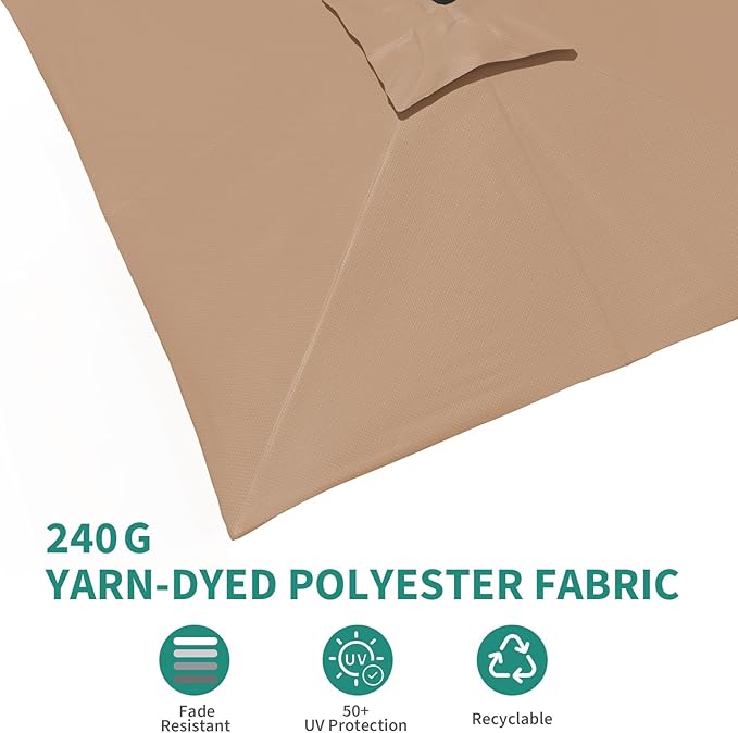 GarveeHome Cantilever Patio Umbrella 10x10ft Large Rectangle Umbrella Outdoor Market Umbrellas 360 Rotation Offset Hanging Outdoor Shade for Patio Deck Pool Backyard