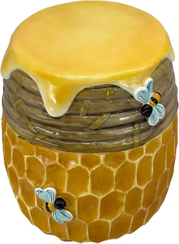 Galt International Honeycomb Stool Side Table w/Bees & Honey Top 17" | Cute Fantasy Yellow Golden Honey Hive Basket Fun Eclectic Home Decor Resin