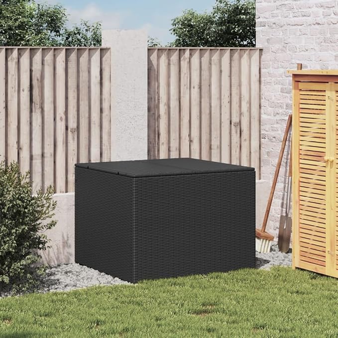 Outdoor Garden Storage Box Black 76.9 Gal Waterproof PE Rattan with Removable Bag for Patio Furniture Cushions Pillows Blankets 31.5 x 29.5 x 23.2 Inches