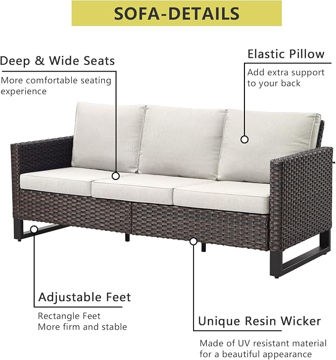 HUMMUH Patio Furniture Set with Fire Pit Table,5 Piece Wicker Outdoor Conversation Sets -Outdoor Swivel Rocker Chairs Patio Sofa for Porch,Garden,Backyard
