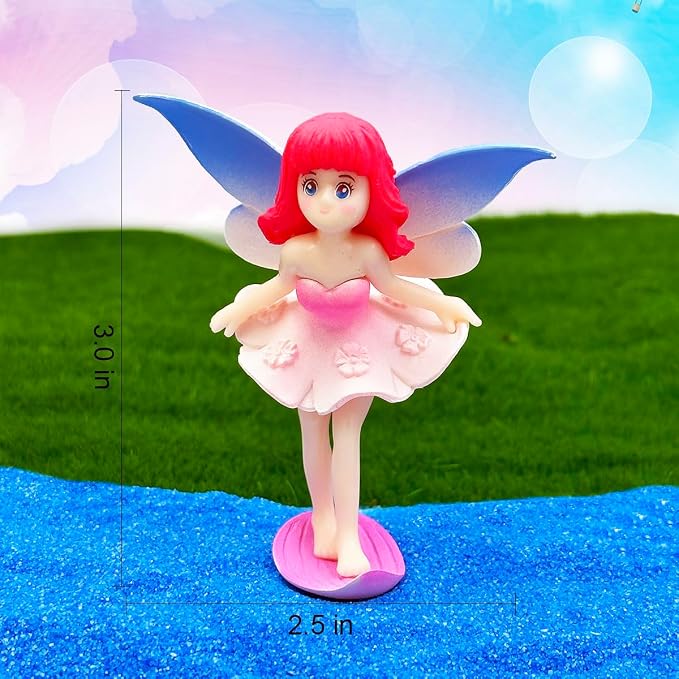 Suartus Miniature Fairy Figurines - 4Pcs Flower Small Fairies Ornaments Resin Mini Fairy Figurines Tiny Elf for DIY Fairy Garden Flower Pot Bonsai Micro Landscapes Craft Decoration Accessories