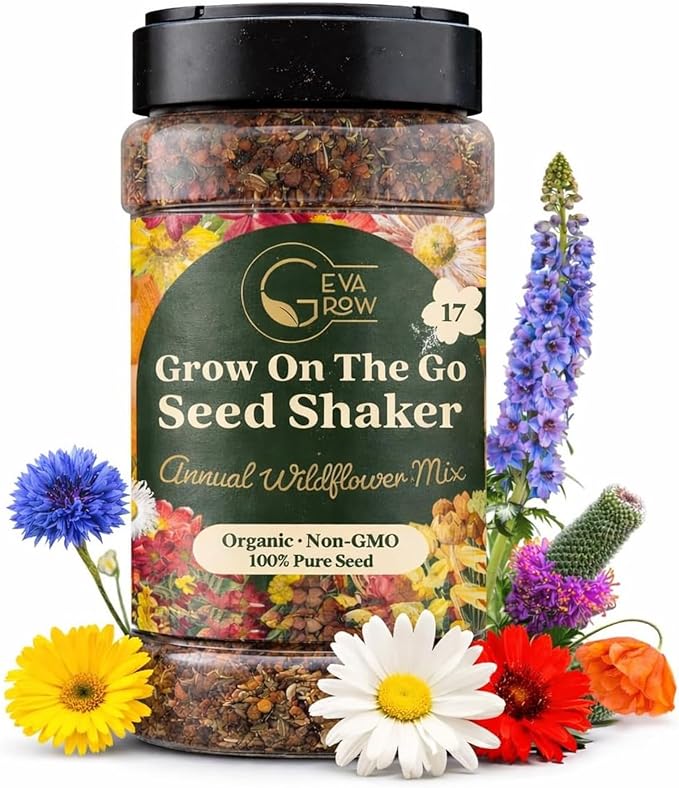 Wildflower Seed Shaker – Awesome Annual Mix by GevaGrow - 2 Ounce Shaker