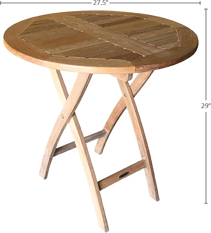 Cafe Teak Folding Round Table, Natural