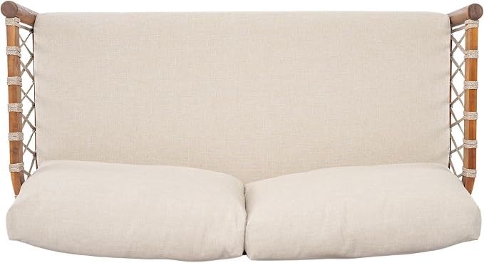 Christopher Knight Home Haven Acacia Wood Outdoor Loveseat and Coffee Table Set, 2 Piece Patio Furniture Set with Water-Repellent Cushion, Solid Wood Outdoor Conversation Set, Beige+Teak
