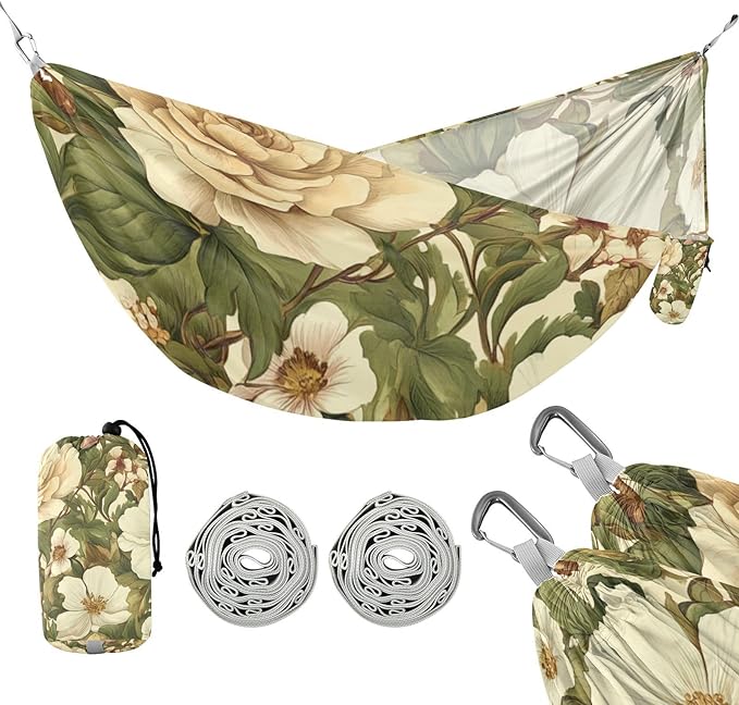 Retro Flower Pattern Vintage 330lb Capacity Hammocks for Camping with Hanging Rope Indoor Hammock for Indoor Outdoor Patio para ir de Camping