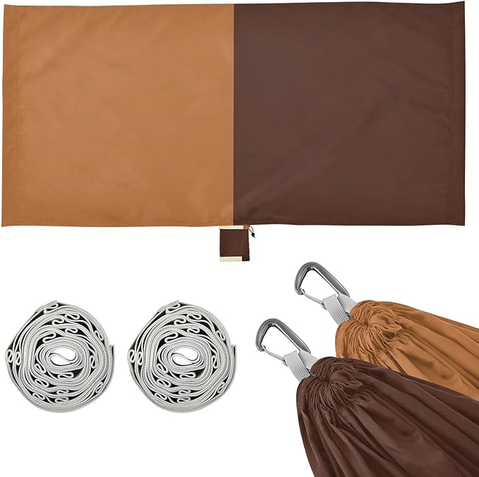 Brown Tones Geometric Camping Hammocks with Hanging Rope Hammock for Outside Essentials