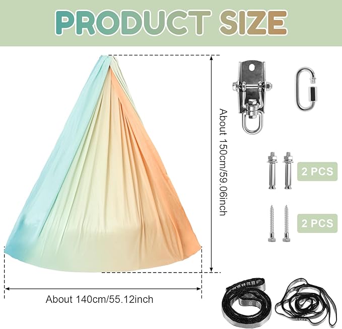 Sensory Swing, Double Layer Kids Sensory Swing Holds up to 200lbs, Comfortable Indoor Sensory Swing, Stretch Resistant Swing Hammock for Children Adults Indoor Outdoor Use