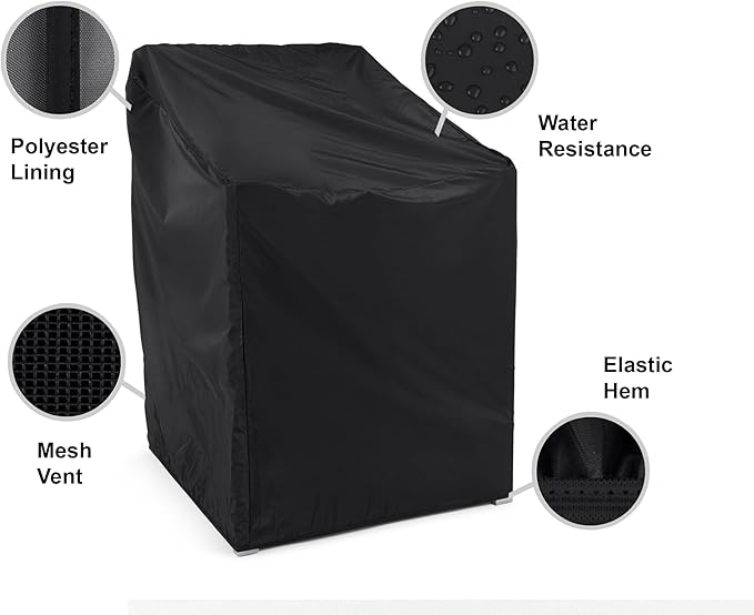 Covermates Classic Outdoor Chair Cover – Lightweight Weather-Resistant Patio Chair Cover with Elastic Hem & Mesh Vent, Protects Patio, Dining & Lounge Chairs, 32W x 32D x 35H, Black