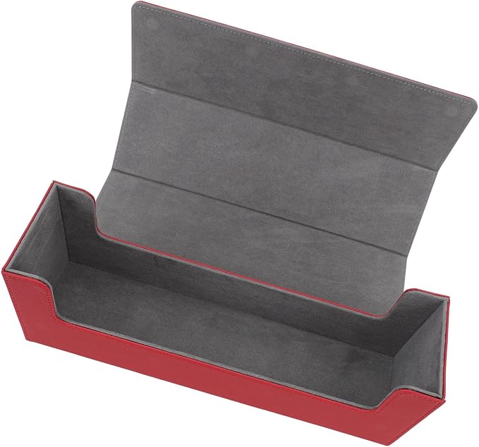 Card Storage Box, PU Leather Magnetic Closure Deck for 400+ Cards with Felt Lining, Elegant Design for Game Tarot Cards Storage (Red)