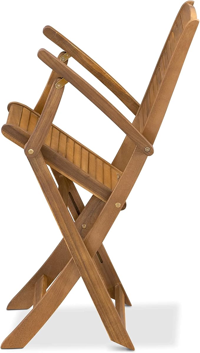 East West Furniture DIHD5CANA 5 Piece Outdoor Patio Dining Sets Consist of an Oval Acacia Wood Table and 4 Folding Arm Chairs, 36x60 Inch, Natural Oil