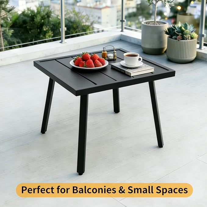 EAGLE PEAK Small Patio Side Table, Weather-Resistant Outdoor Table for Balcony, Porch, Deck, or Garden, Modern Design, Square, 18" x 18" x 15"