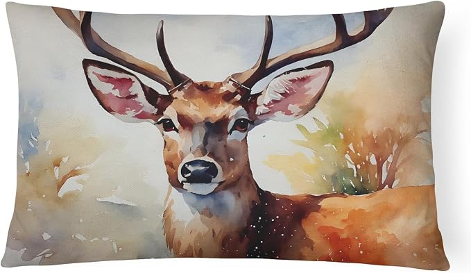 Caroline's Treasures DAC2902PW1216 Deer Throw Pillow Machine Washable, Indoor Outdoor Decorative Pillow for Couch, Bed or Patio, 12HX16W