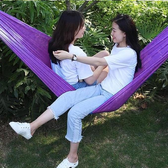 Outdoor Hammock, Load Bearing Camping Hammock, Super Soft and Breathable Nylon Mesh Hammock, with Portabl Carry Bag, Handwoven Mayan Family Hammock, for Outside Outdoor Patio Backyard (Green)