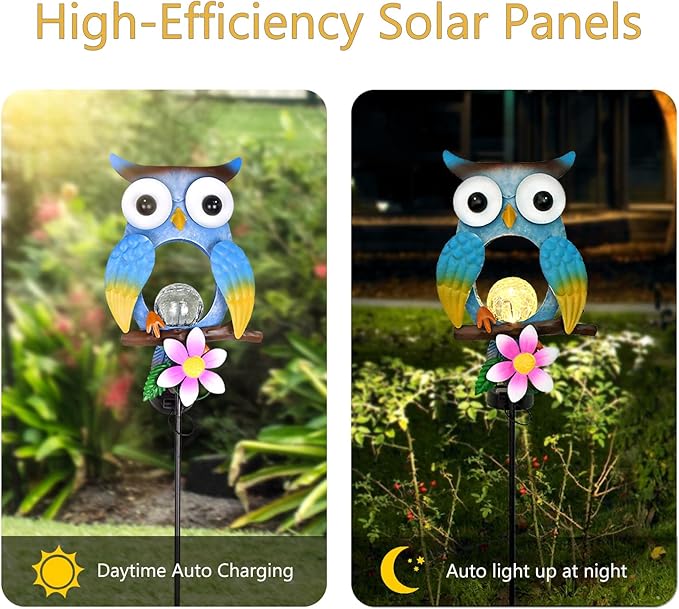 Animal Modeling Design Garden Decor Solar Lights Owl Lawn Light, for Yard Outdoor Decorations Ground Inserted Outdoor Waterproof Garden Lamp LED,Patio, Courtyard, Gifts for Mom Grandma (Warm)