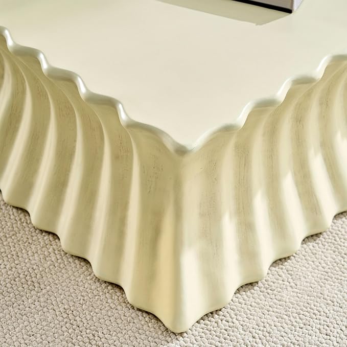 35.43'' Square Coffee Table Faux Stone Coffee Table for Living Room Modern Faux Marble Coffee Tables for Indoor Outdoor Square Center Tables No Assembly, Beige