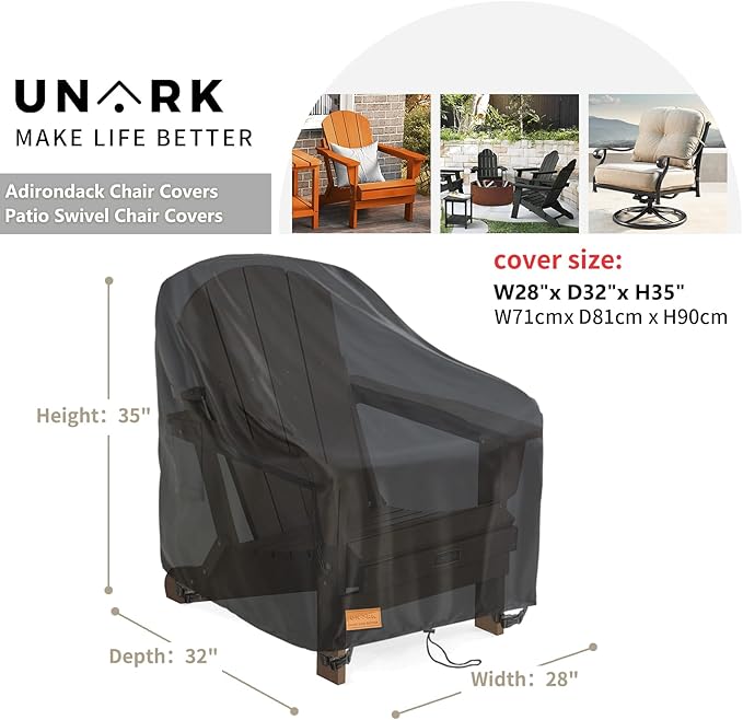 Outdoor Swivel Chair Covers Waterproof 1 Pack, Outdoor Chair Covers Patio Furniture Cover for Deck Patio Swivel Chair Heavy Duty, 28 W x 32 D x 36 H inches,Black